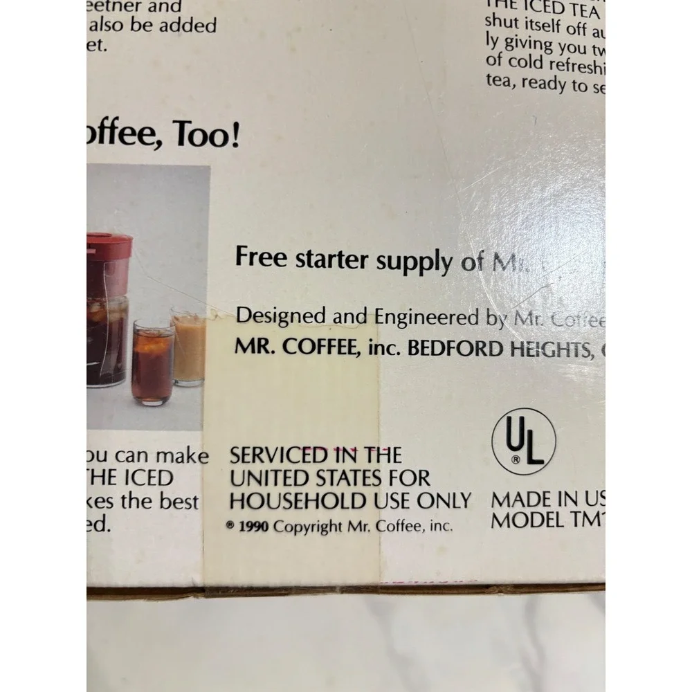 Vintage Mr. Coffee The Iced Tea Pot TM1 2 Quart Iced Tea Maker 1990 White Red